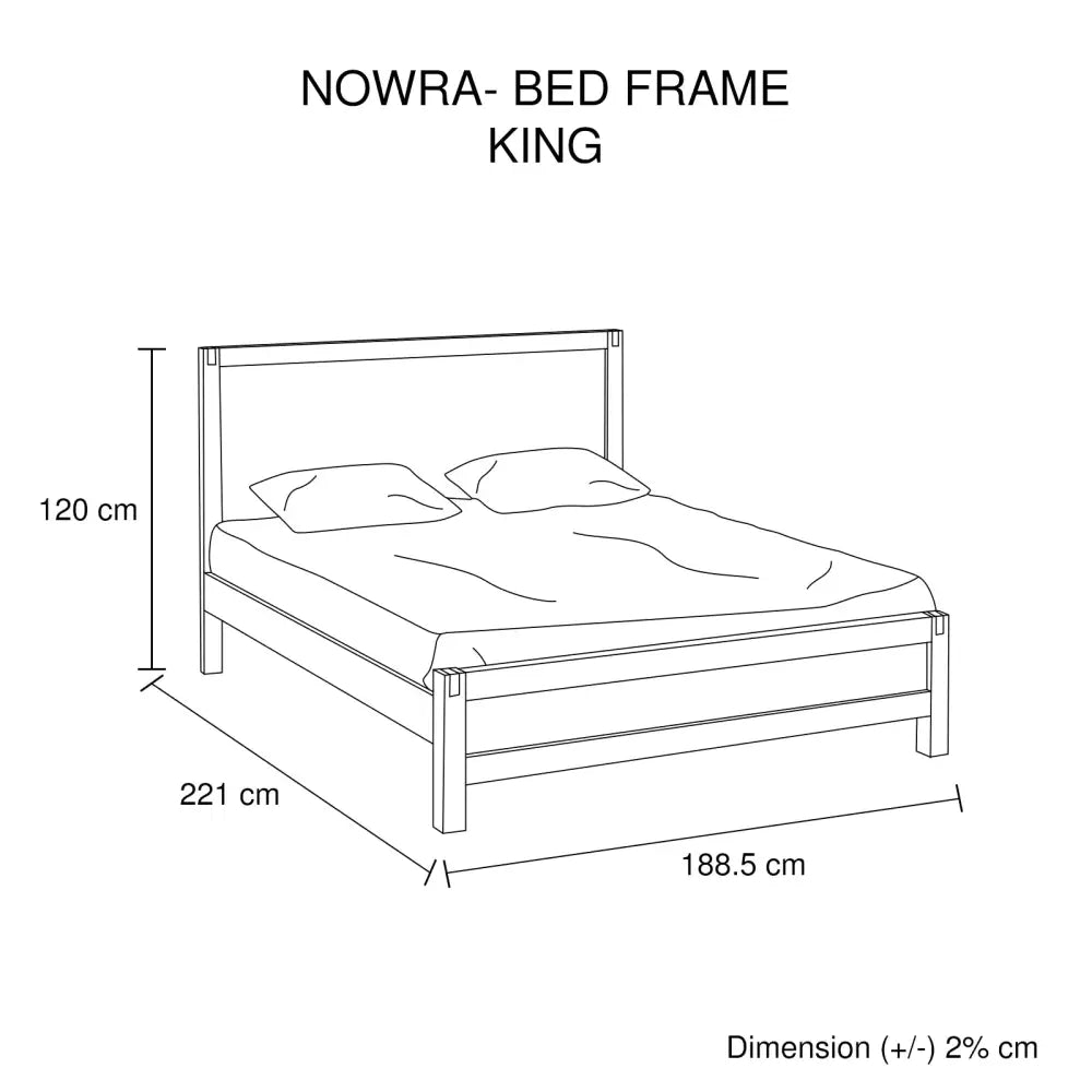 Bed Frame King Size in Solid Wood Veneered Acacia Bedroom Timber Slat in Chocolate - Furniture > Bedroom