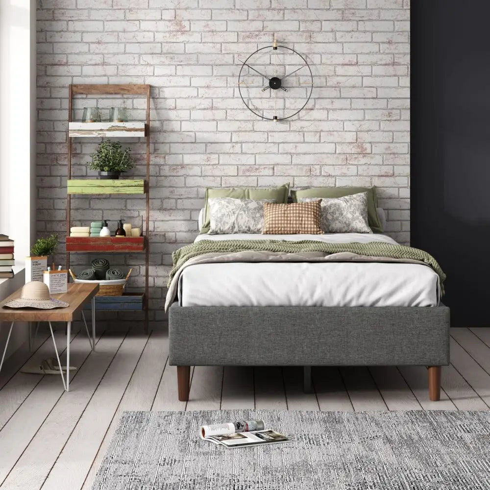 Bed Frame Mattress Foundation (Dark Grey) – Queen - Furniture > Bedroom