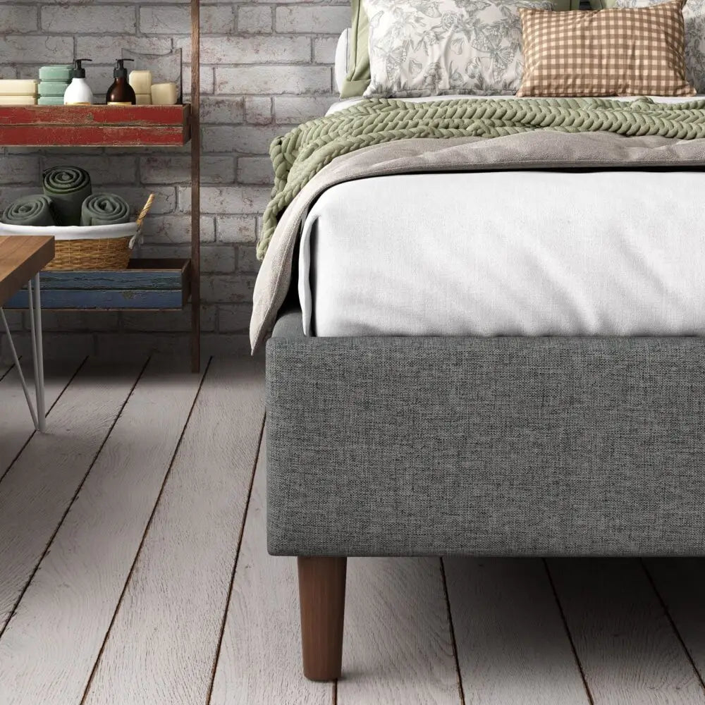 Bed Frame Mattress Foundation (Dark Grey) – Queen - Furniture > Bedroom