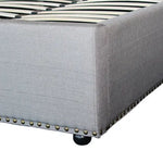 Bed Frame Queen Size in Grey Fabric Upholstered French Provincial High Bedhead - Furniture > Bedroom > Beds & Bed Frames
