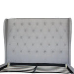 Bed Frame Queen Size in Grey Fabric Upholstered French Provincial High Bedhead - Furniture > Bedroom > Beds & Bed Frames