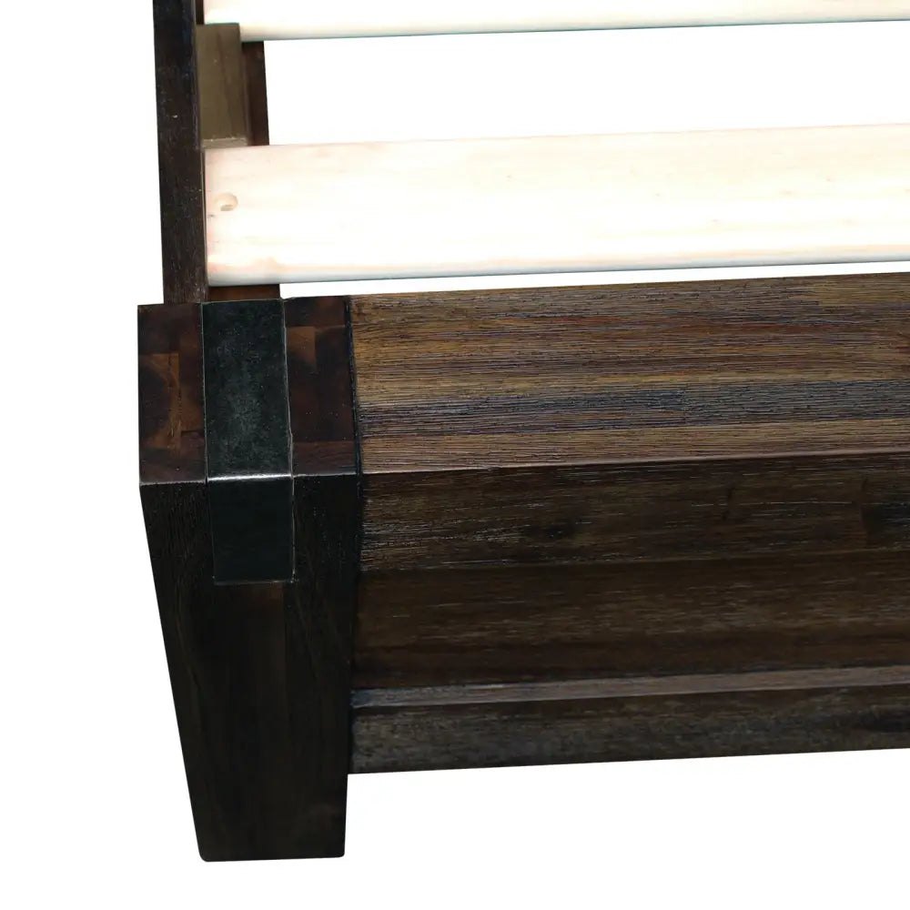 Bed Frame Queen Size in Solid Wood Veneered Acacia Bedroom Timber Slat in Chocolate - Furniture > Bedroom