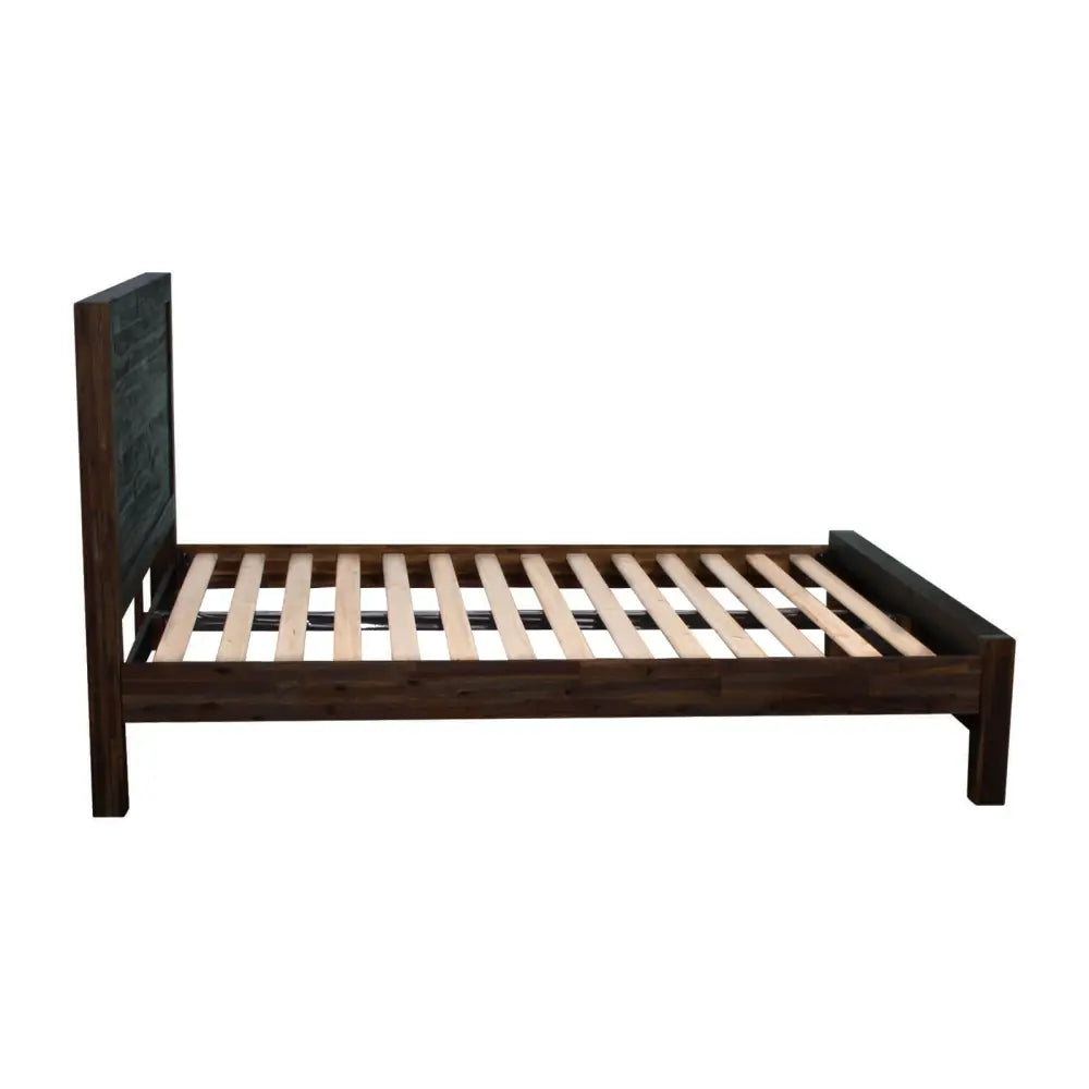 Bed Frame Queen Size in Solid Wood Veneered Acacia Bedroom Timber Slat in Chocolate - Furniture > Bedroom