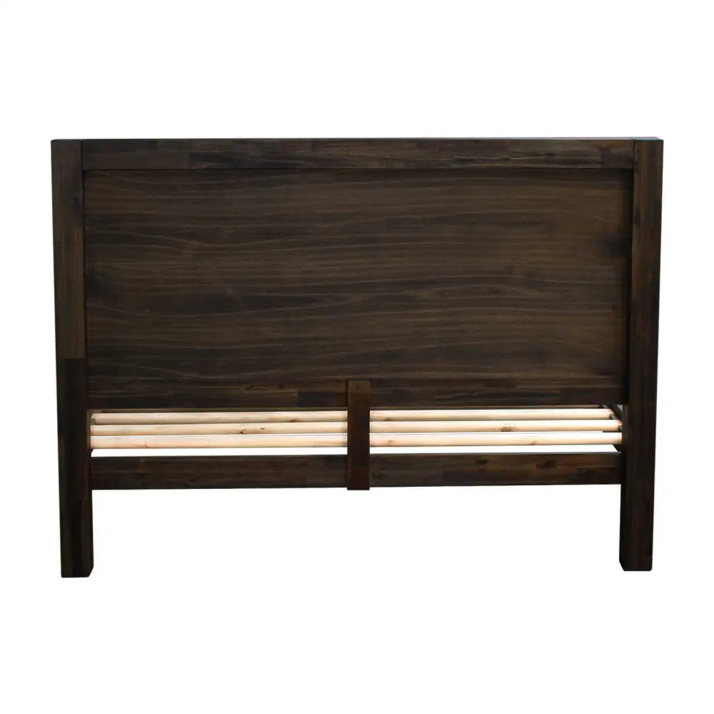 Bed Frame Queen Size in Solid Wood Veneered Acacia Bedroom Timber Slat in Chocolate - Furniture > Bedroom