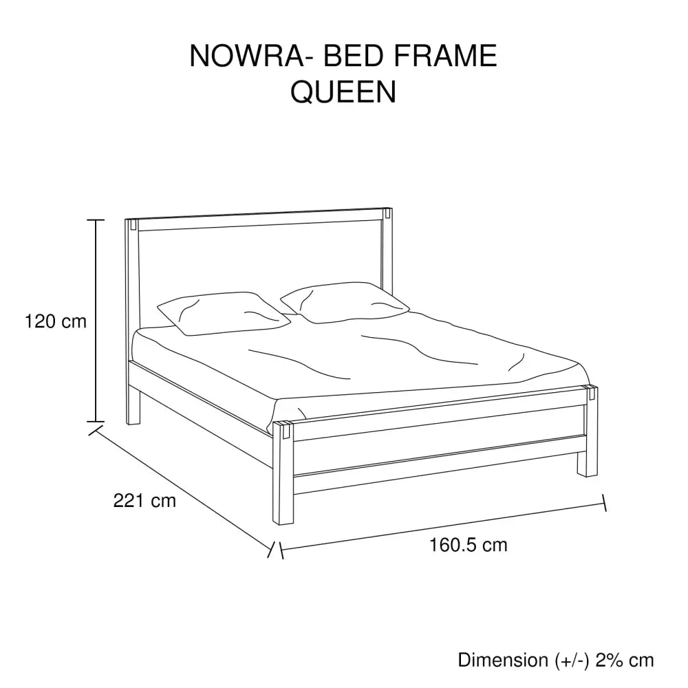 Bed Frame Queen Size in Solid Wood Veneered Acacia Bedroom Timber Slat in Chocolate - Furniture > Bedroom