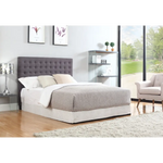 Bed Head Double Charcoal Headboard Upholstery Fabric Tufted Buttons - Furniture > Bedroom