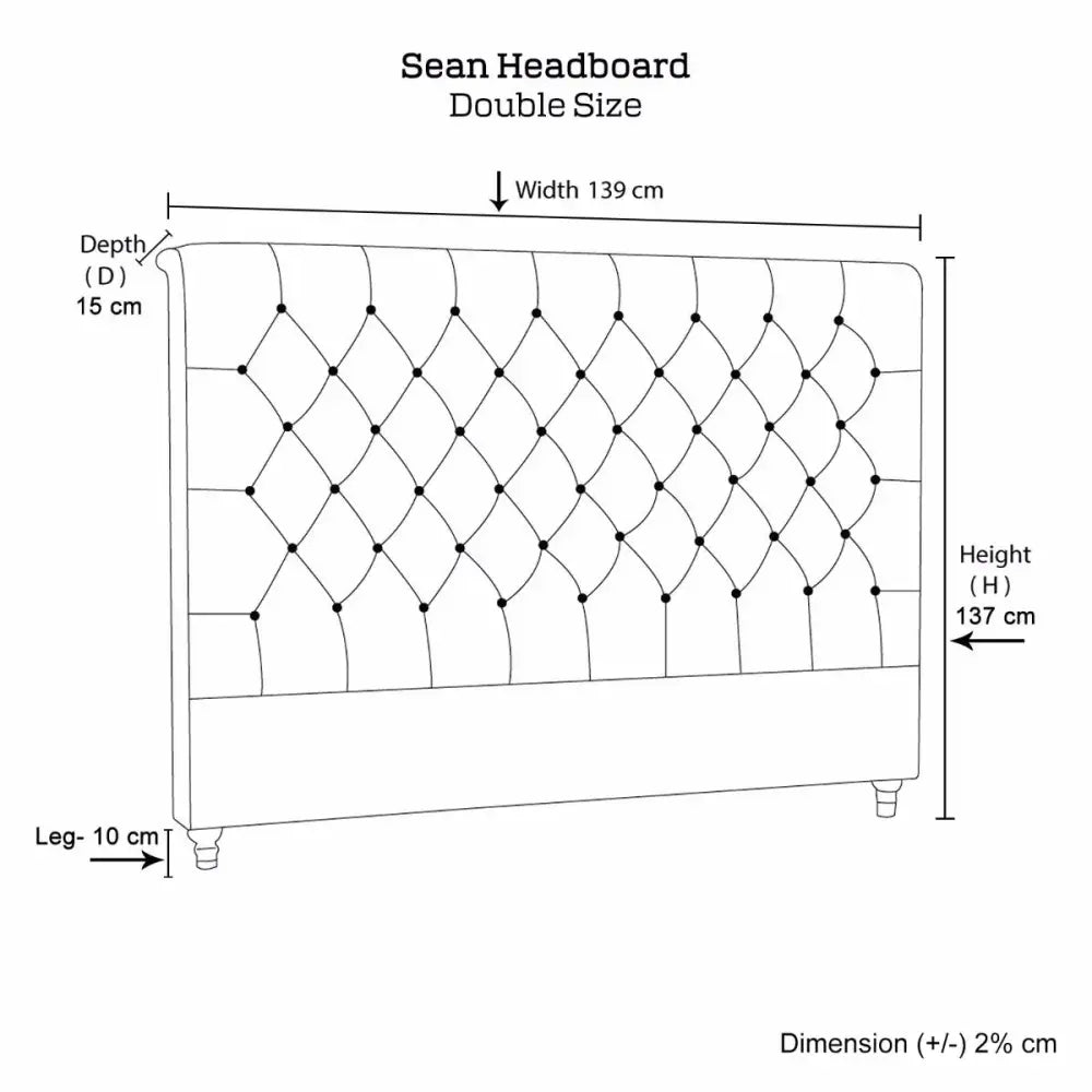 Bed Head Double Size French Provincial Headboard Upholsterd Fabric Charcoal - Furniture > Bedroom