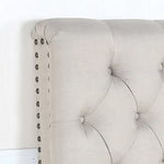 Bed Head King Size French Provincial Headboard Upholsterd Fabric Beige - Furniture > Bedroom