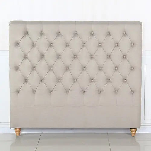 Bed Head King Size French Provincial Headboard Upholsterd Fabric Beige - Furniture > Bedroom