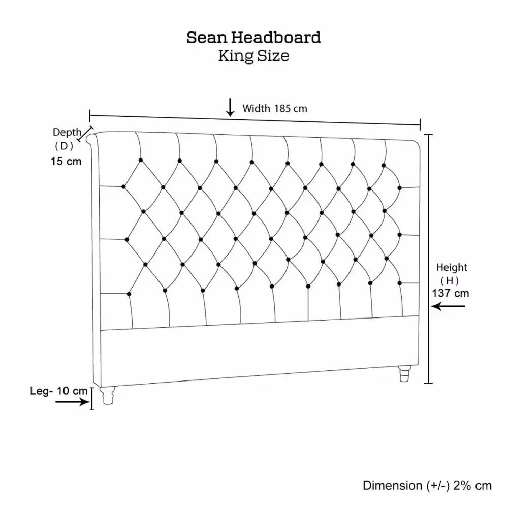 Bed Head King Size French Provincial Headboard Upholsterd Fabric Beige - Furniture > Bedroom
