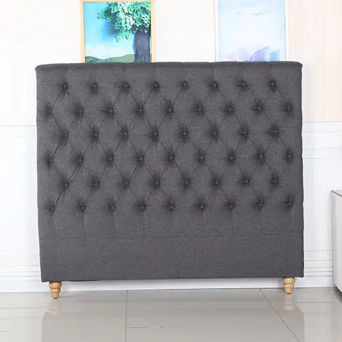 Bed Head King Size French Provincial Headboard Upholsterd Fabric Charcoal - Furniture > Bedroom