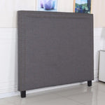 Bed Head Queen Charcoal Headboard Upholstery Fabric Studded Buttons - Furniture > Bedroom > Headboards