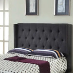 Bed Head Queen Charcoal Headboard Upholstery Fabric Studded Buttons - Furniture > Bedroom > Headboards