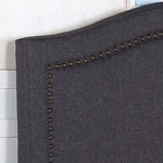 Bed Head Queen Size Charcoal Headboard with Curved Design Upholstery Linen Fabric - Furniture > Bedroom