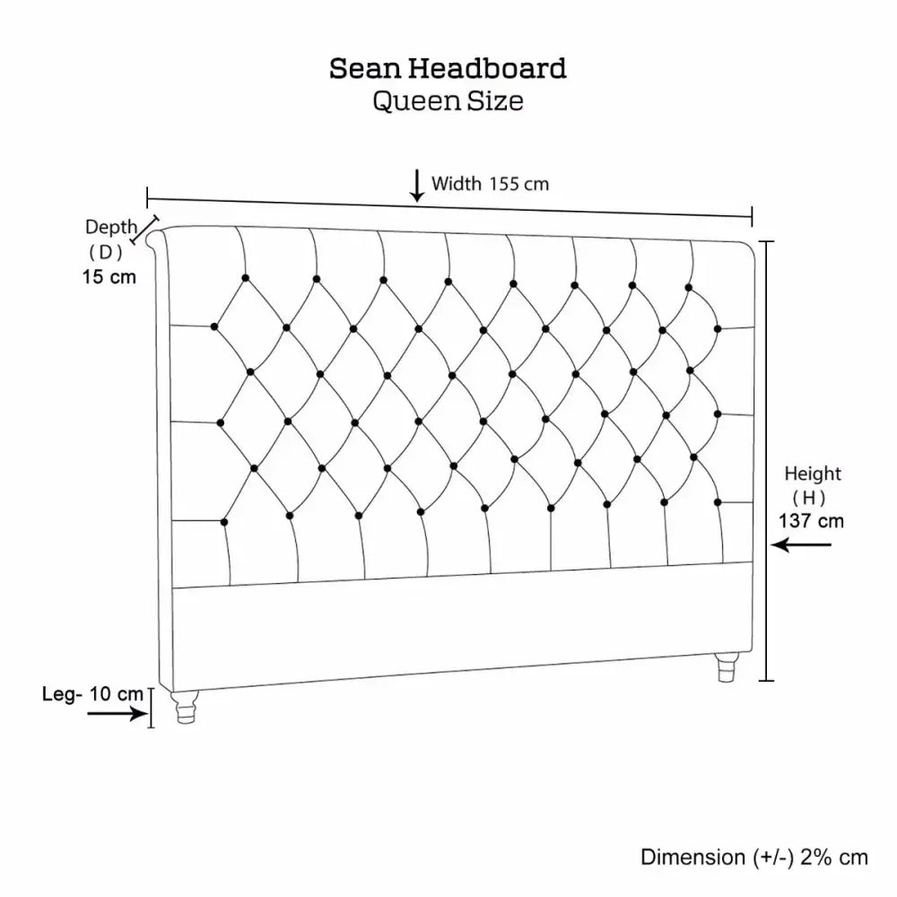 Bed Head Queen Size French Provincial Headboard Upholsterd Fabric Charcoal - Furniture > Bedroom