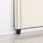 Bed Head Queen White Headboard Upholstery Fabric Studded Buttons - Furniture > Bedroom > Headboards
