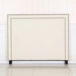 Bed Head Queen White Headboard Upholstery Fabric Studded Buttons - Furniture > Bedroom > Headboards