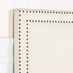 Bed Head Queen White Headboard Upholstery Fabric Studded Buttons - Furniture > Bedroom > Headboards