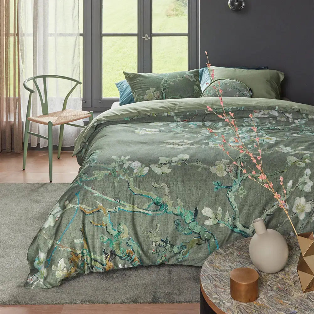 Bedding House Blossoming Green Cotton Sateen Quilt Cover Set Queen - Home & Garden > Bedding