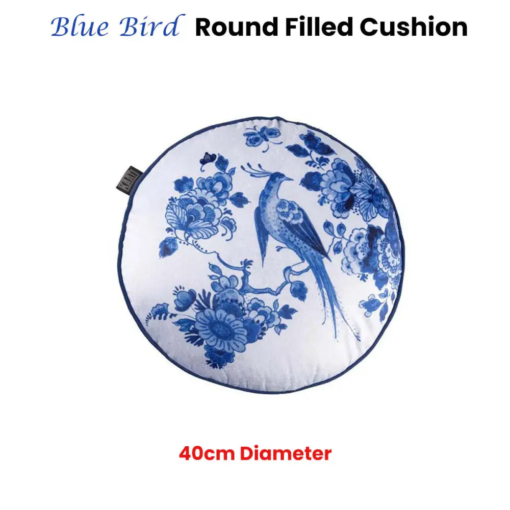 Bedding House Blue Bird Round Filled Cushion 40cm Diameter - Home & Garden > Decor > Cushions & Throws