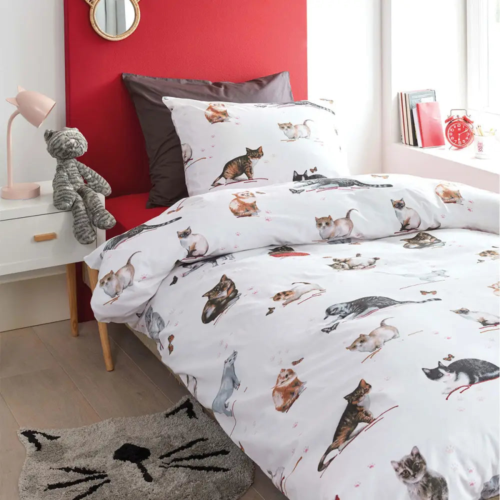Bedding House Cute Cats Cotton Quilt Cover Set Single - Home & Garden > Bedding
