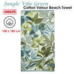 Bedding House Jungle Vibe Green Cotton Velour Beach Towel - Home & Garden > Bedding