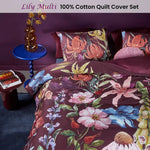 Bedding House Lily Multi Cotton Floral Quilt Cover Set King - Home & Garden > Bedding > Duvet Covers