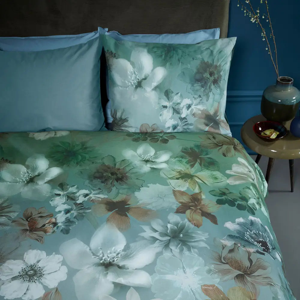 Bedding House Lou Blue Green Cotton Floral Quilt Cover Set King - Home & Garden > Bedding > Duvet Covers