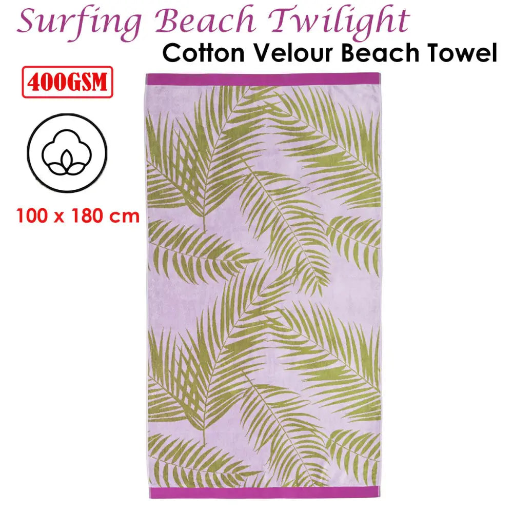 Bedding House Surfing Beach Twilight Cotton Velour Beach Towel - Home & Garden > Bedding