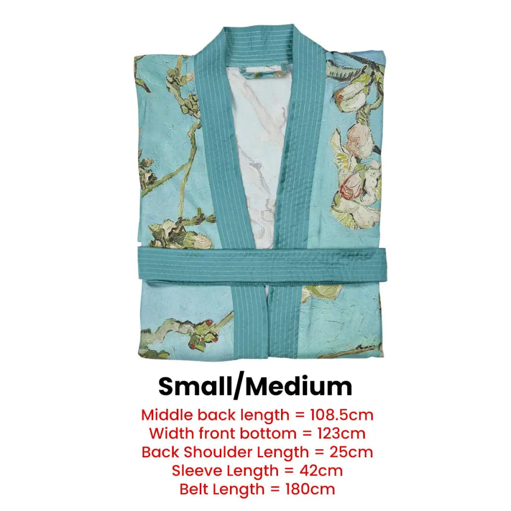 Bedding House Van Gogh Almond Blossom Blue Kimono Bath Robe Small/Medium - Home & Garden > Bathroom Accessories