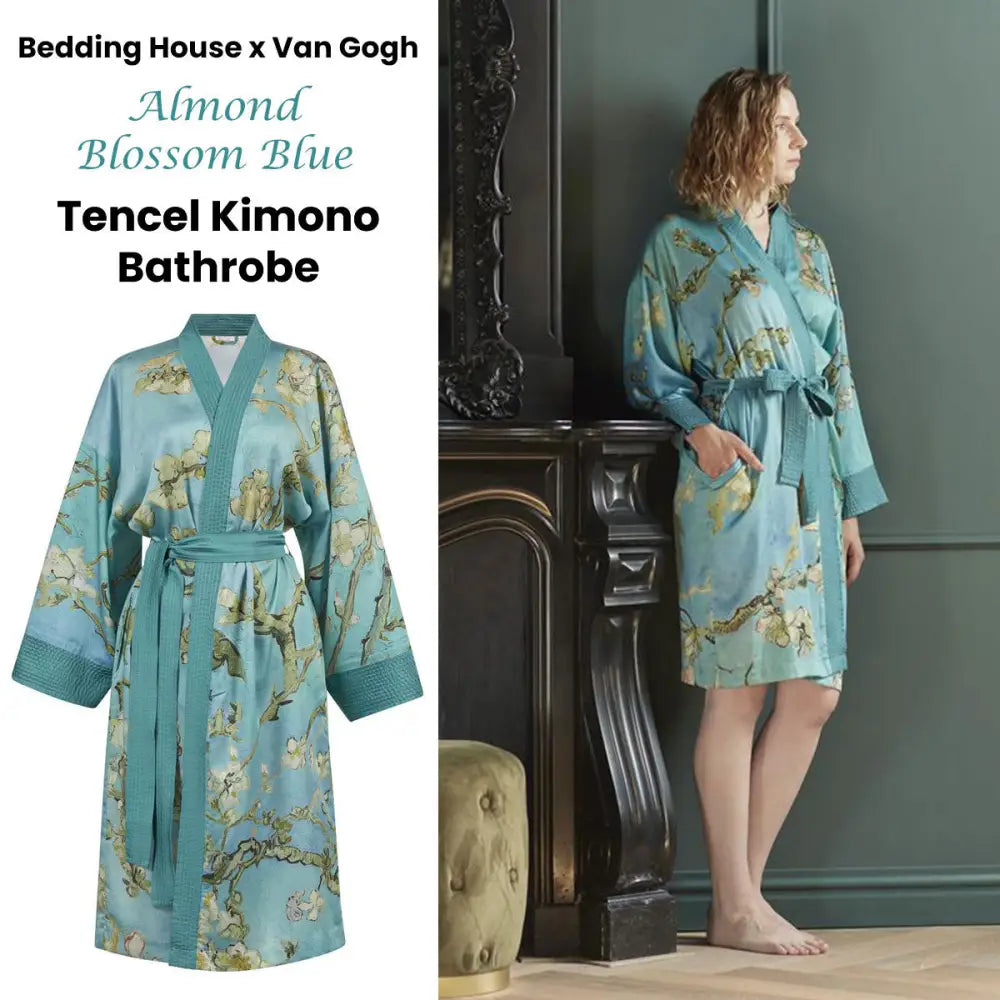 Bedding House Van Gogh Almond Blossom Blue Kimono Bath Robe Small/Medium - Home & Garden > Bathroom Accessories