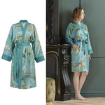 Bedding House Van Gogh Almond Blossom Blue Kimono Bath Robe Small/Medium - Home & Garden > Bathroom Accessories