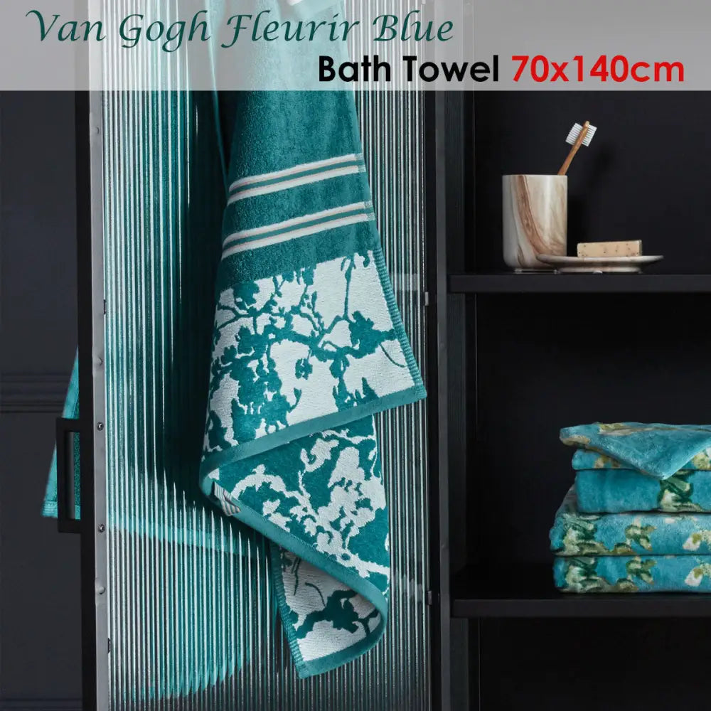 Bedding House Van Gogh Fleurir Blue Bath Towel - Home & Garden > Bathroom Accessories > Bath Towels & Robes