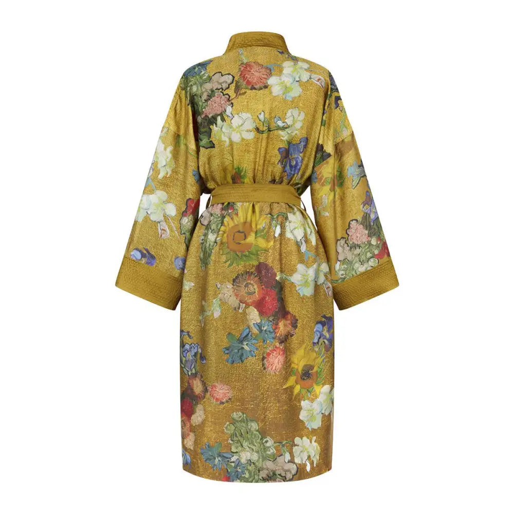 Bedding House Van Gogh Partout des Fleurs Gold Kimono Bath Robe Small/Medium - Home & Garden > Bathroom Accessories