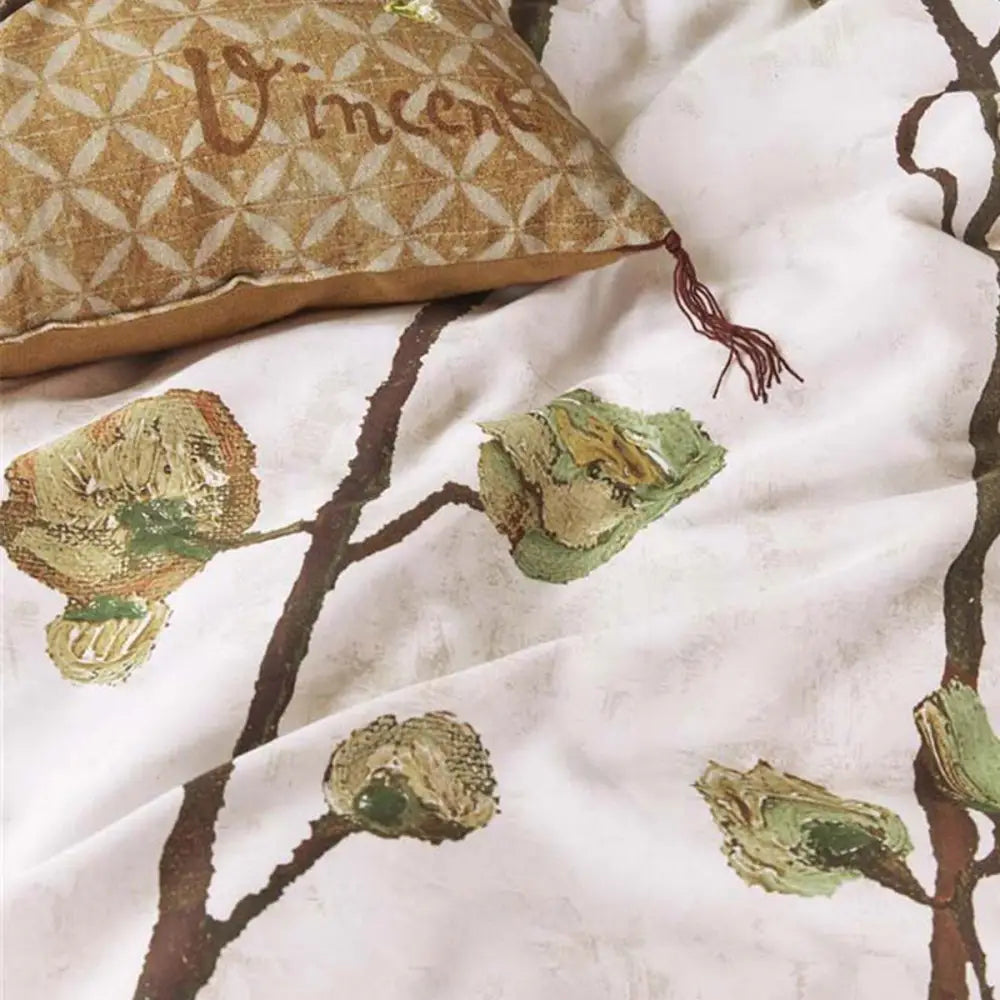 Bedding House Van Gogh Plum Blossoms Sand Cotton Sateen Quilt Cover Set King - Home & Garden > Bedding