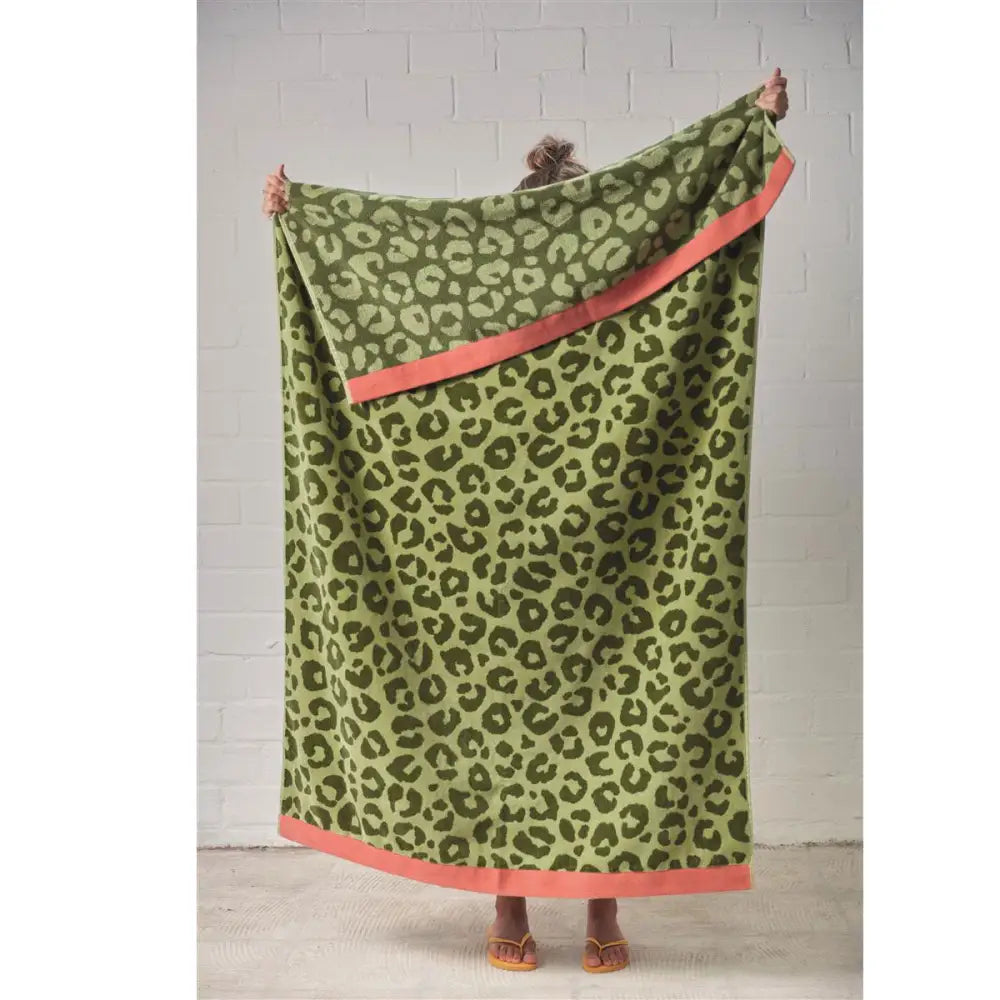 Bedding House Wildcat Green Cotton Velour Beach Towel - Home & Garden > Bedding