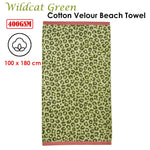 Bedding House Wildcat Green Cotton Velour Beach Towel - Home & Garden > Bedding