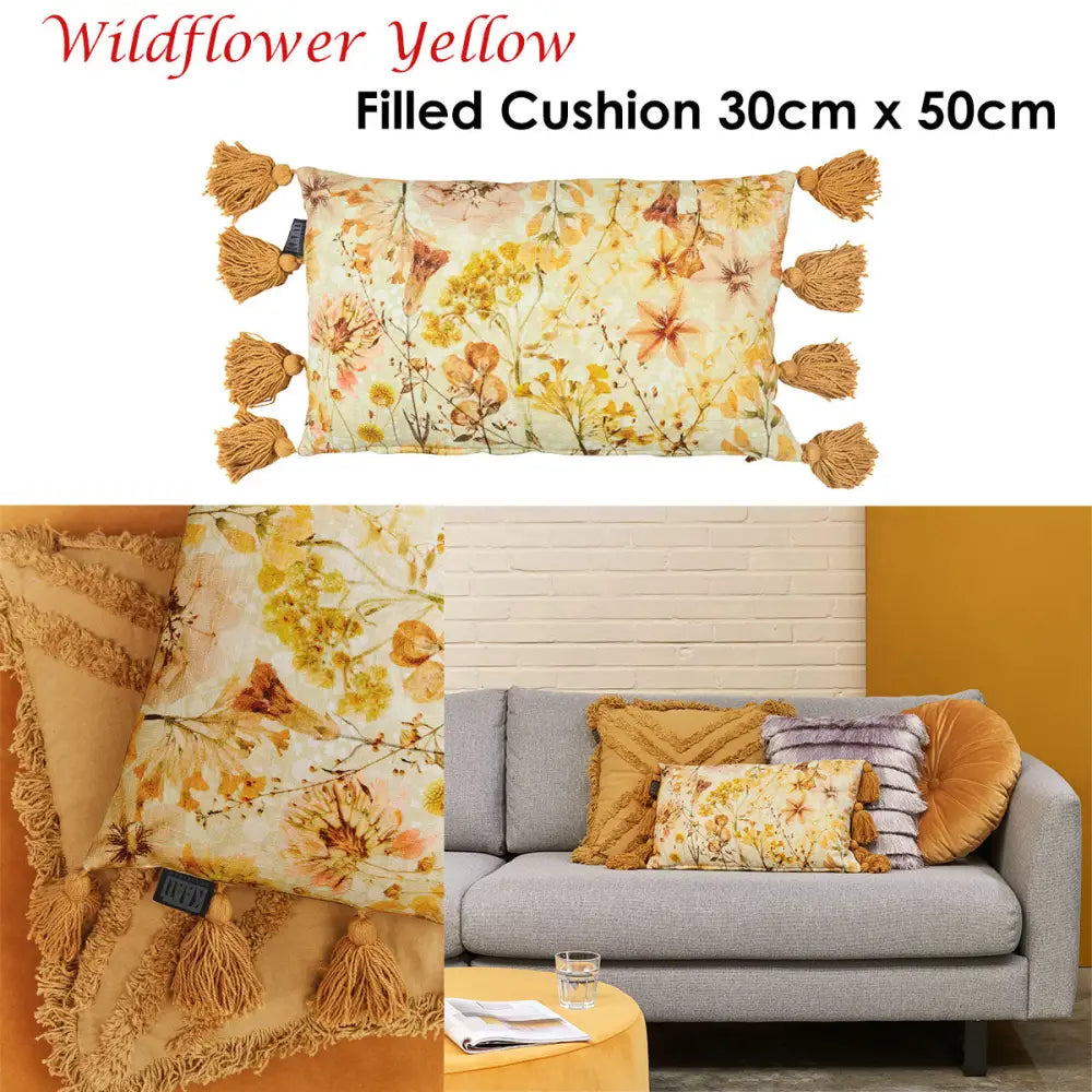 Bedding House Wildflower Yellow Filled Oblong Cushion - Home & Garden > Bedding