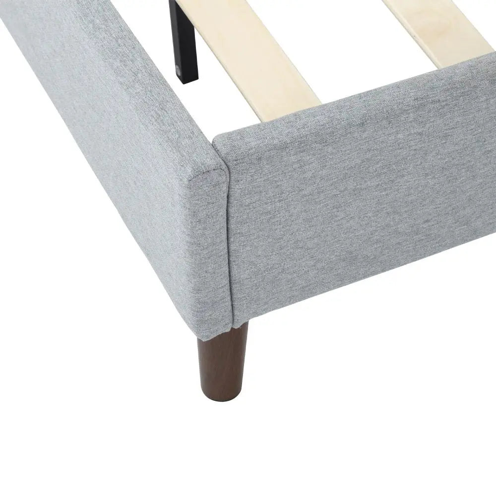 Bedframe with Wooden Slats (Light Grey) – Single - Furniture > Bedroom