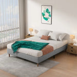 Bedframe with Wooden Slats (Light Grey) – Single - Furniture > Bedroom