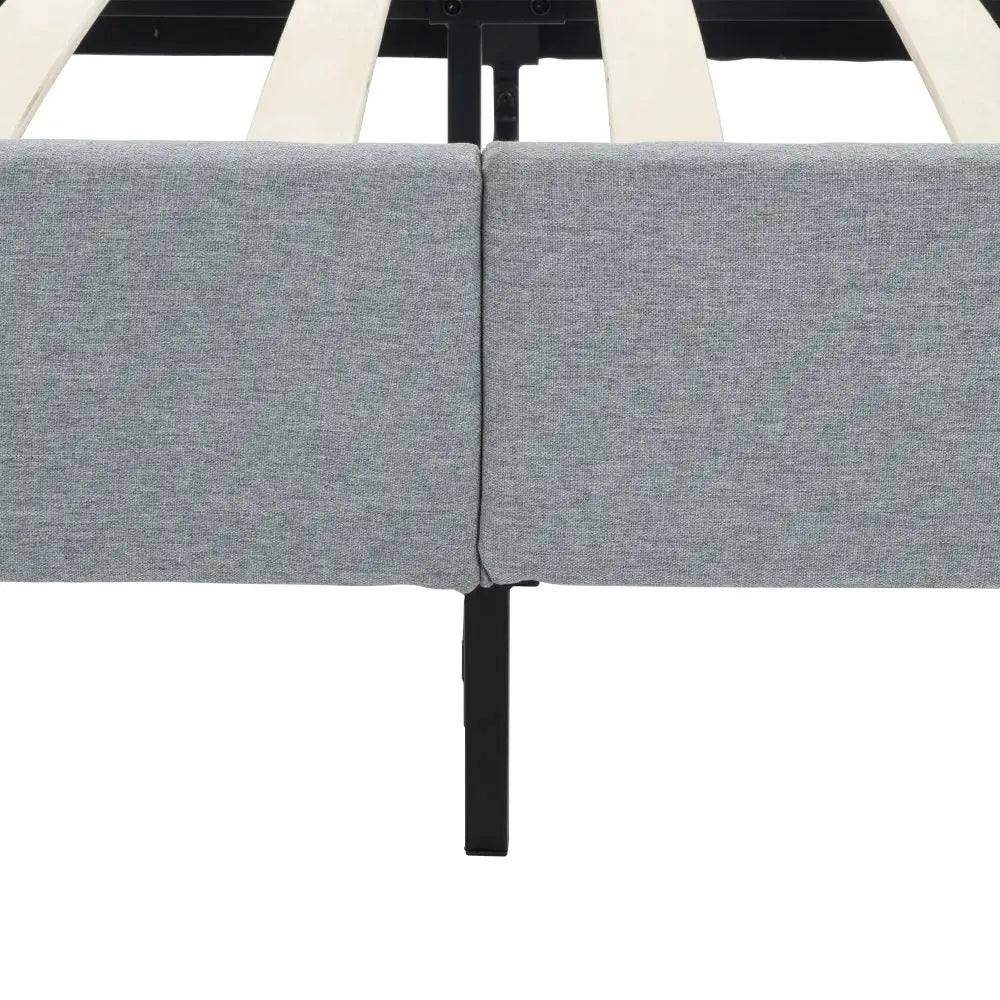 Bedframe with Wooden Slats (Light Grey) – Single - Furniture > Bedroom
