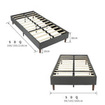 Bedframe with Wooden Slats (Light Grey) – Single - Furniture > Bedroom