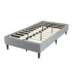 Bedframe with Wooden Slats (Light Grey) – Single - Furniture > Bedroom