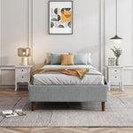 Bedframe with Wooden Slats (Light Grey) – Single - Furniture > Bedroom