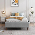 Bedframe with Wooden Slats (Light Grey) – Single - Furniture > Bedroom