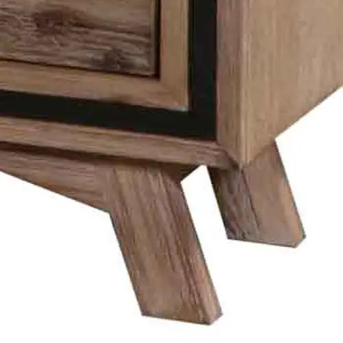 Bedside Table 2 drawer Night Stand with Solid Acacia Storage in Sliver Brush Colour - Furniture > Bedroom