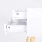 Bedside Table 2 Drawer Wood Leg Storage Cabinet Nightstand SUZY WHITE - Furniture > Bedroom