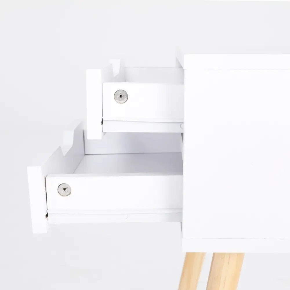 Bedside Table 2 Drawer Wood Leg Storage Cabinet Nightstand SUZY WHITE - Furniture > Bedroom