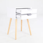 Bedside Table 2 Drawer Wood Leg Storage Cabinet Nightstand SUZY WHITE - Furniture > Bedroom
