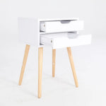 Bedside Table 2 Drawer Wood Leg Storage Cabinet Nightstand SUZY WHITE - Furniture > Bedroom
